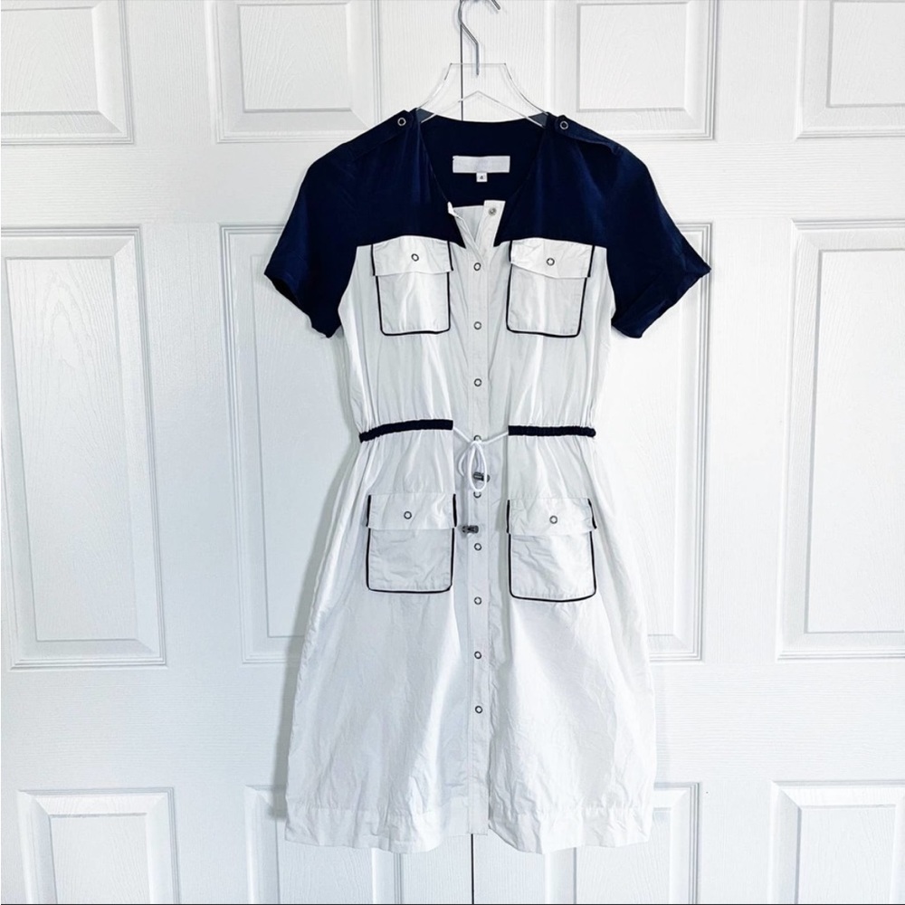 Susan Woo Button Up Nautical A-line Dress